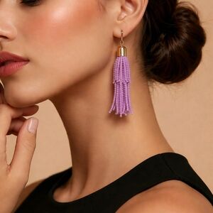 Elegant Beaded Tassel Earrings